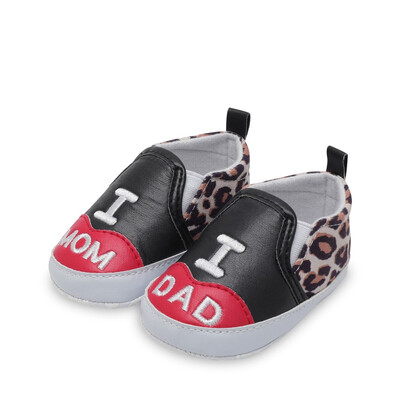 

Newborn Baby Toddler Leopard Print Letter Anti-slip Soft Sole Casual Shoes