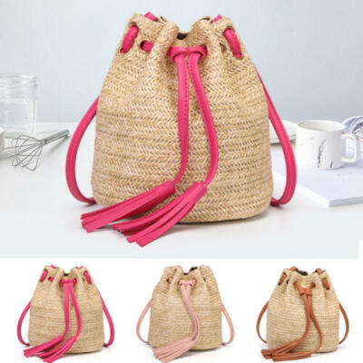 

Women Straw Handbag Shoulder Ladies Purse Messenger Tassels Satchel Tote Bag