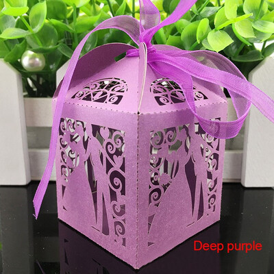 

FUNNYBUNNY 10 PCS Laser Cut Pearl Paper Party Wedding Favor Ribbon Candy Boxes Gift Box Wedding Favors&Gifts