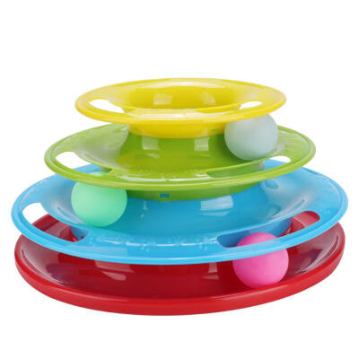 

Greensen Plastic Cat Toy Three Layers Turntable Ball Disk Interactive Amusement Plate Scratch Board