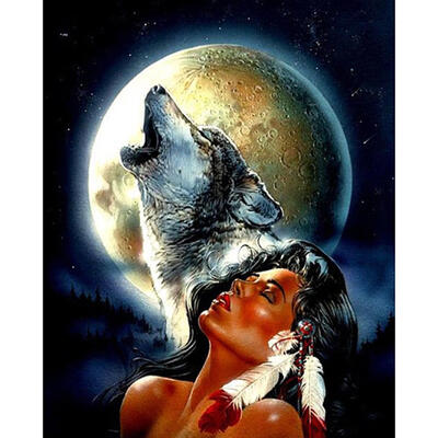 

5D DIY Full Drill Diamond Painting Moon Wolf Cross Stitch Embroidery Mosaic
