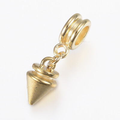 

Alloy European Dangle Beads Large Hole Pendants Lead Free & Cadmium Free Cone Golden 27mm Hole 5mm pendants 12x75mm