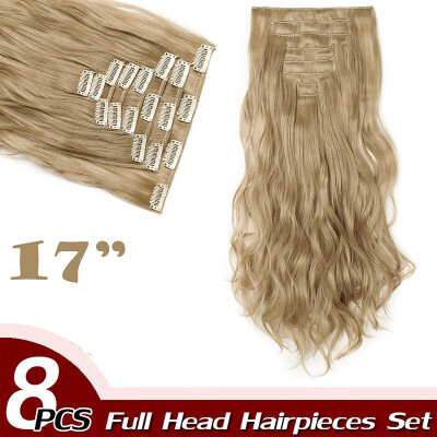 

Curly Full Head Clip Synthetic in Hair Extensions 8 Piece 18 Clips Hairpiece Long Wave for Women