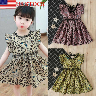 

US Infant Toddler Baby Girls Leopard Print Dress Party Summer Dresses Sundress