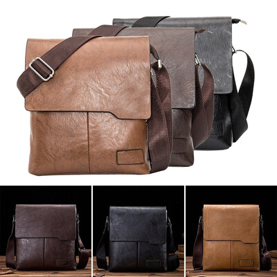 

New Style 3 Colors Leather Men Briefcase Casual Business Messenger Single Shoulder Bag Brown Black