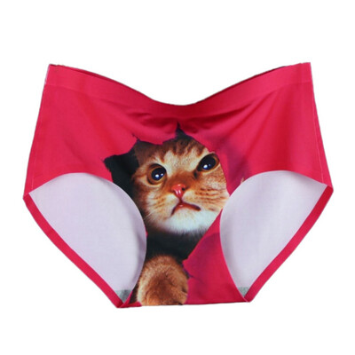

Hot Selling Cartoon Panties Womens Underwear Briefs 3D Printing Panty Cat Panties Sexy Girls Lingerie Intimates Women Panties