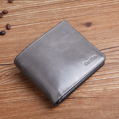 

Tailored Men Fashion Solid Color Bright Surface Open Multi Card Position Wallet Coffee