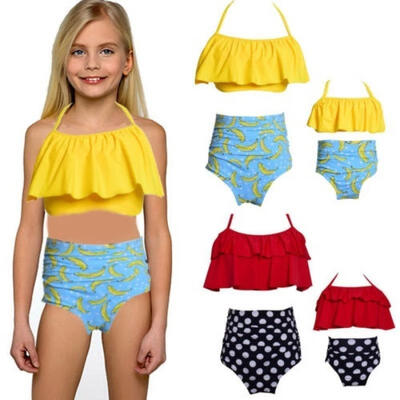 

Women High Waist Bikini Bandage Plus Size Family Swimwear Mother Child Swimsuit