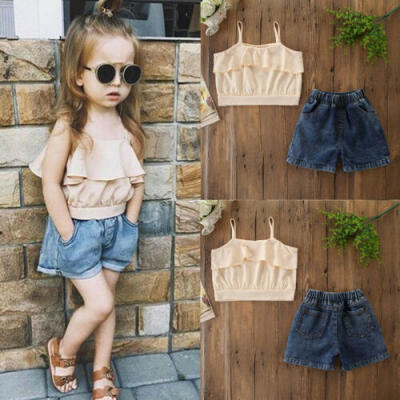 

Kids Toddler Baby Girls Tank Crop TopsShorts Jeans Pants Outfits Clothes