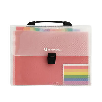 

Handheld Rainbow Color Accordion Expending File Folder Document Organizer Bag 13 Pockets A4 Size for Home Business School Office