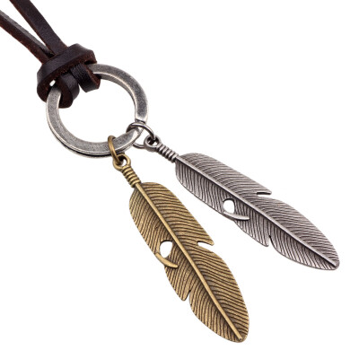 

Cowhide Feather Pendant Necklace