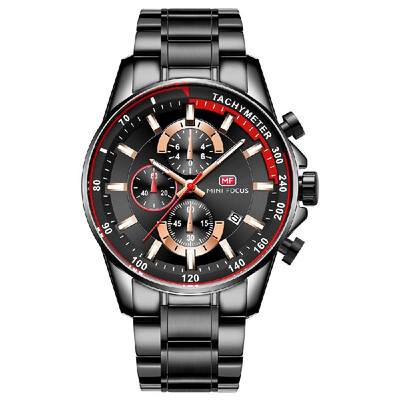 

MINI FOCUS MF0218G Quartz Watch Business Men Simple Sport Wristwatch Three Sub-Dials Calendar Second Minute Display Timer 3ATM Wat