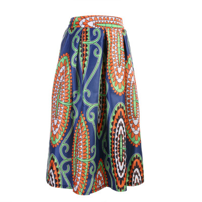 

Women High Waist African Floral A-line Knee Length Mini Skirt