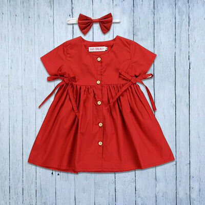 

Infants Girl Princess Dress Kids Baby Party Wedding Bridesmaid Button Sundresses