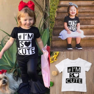 

Fashion Kids Boys Girls Toddlers Cute Letters Tops T-Shirt Cotton Tees Shirts