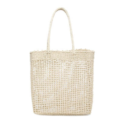 

Straw Weaving Shoulder Handbags Casual Women Knitting Hollow Shopping Totes