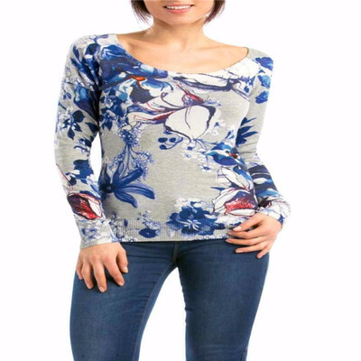 

NEW FASHION DESIGUES WOMEN SWEATER LONG SLEEVE FLORAL PRINT PULLOVERS