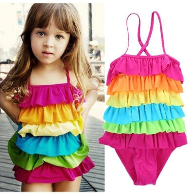 

Toddler Girls Summer Beachwear Kids Rainbow Bikini Swimwear Bathing Swimsuit