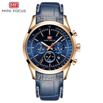 

MINIFOCUS Mens Quartz Watch Professional Waterproof Watch With Back Light Calendar Alarm