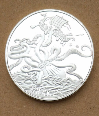 

Kraken Souvenir Coin 40mm Medal Silver Plated