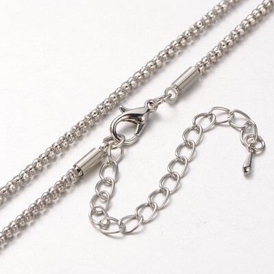 

Iron Popcorn Chain Necklace Makings with Alloy Lobster Claw Clasps&Iron End Chains Platinum 299