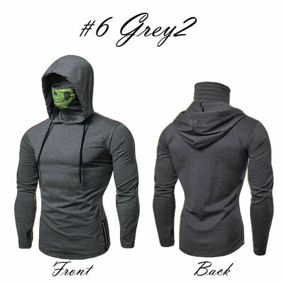 

Mens Gym Thin Hoodie Long Sleeve Hooded With Mask Skull Sweatshirt Tops