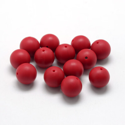 

Food Grade Environmental Silicone Beads Chewing Beads For Teethers DIY Nursing Necklaces Making Round Red 810mm Hole 12mm