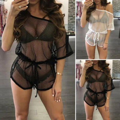 

Womens Sheer Bikini Cover Up Swimwear Swim Bathing Suit Summer Beach Jumpsuit