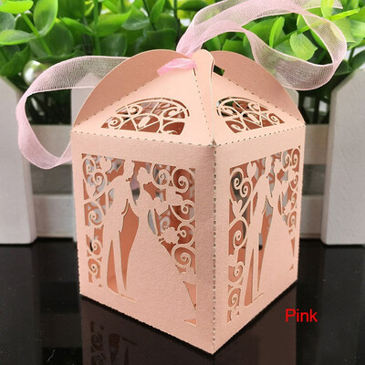 

FUNNYBUNNY 10 PCS Laser Cut Pearl Paper Party Wedding Favor Ribbon Candy Boxes Gift Box Wedding Favors&Gifts