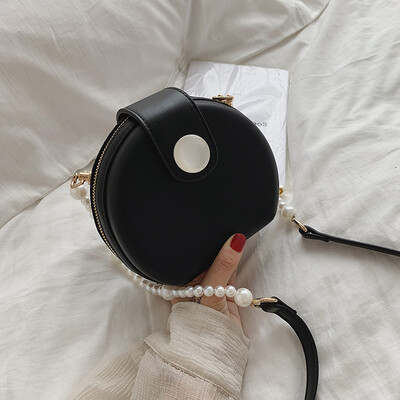 

Advanced foreign gas bag summer chic pearl slant round bag new 2019 Korean version 100 lap single shoulder bag