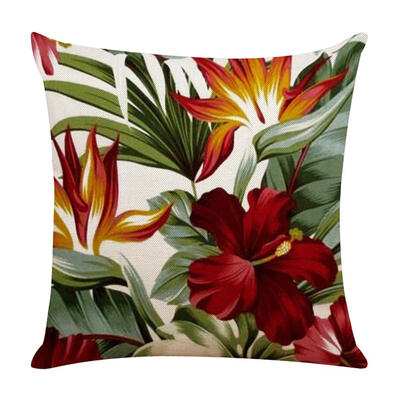 

Flower Printed Breathable Linen Pillowcase Sofa Waist Cushion Cover Decor