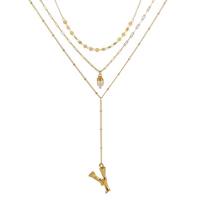 

Gold Color Initial natural freshwater pearl Necklace Personalized Letter Necklace Jewelry For Women Accessories Girlfriend Gift