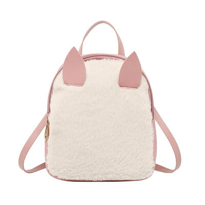 

Fashion Teenage Girls Cute Horns Mini Backpack Plush Change Shoulder Bags