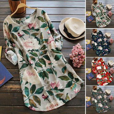 

2019 Summer Womens Floral Tops Blouse Ladies Long Sleeve T-Shirt Plus Size 6-22