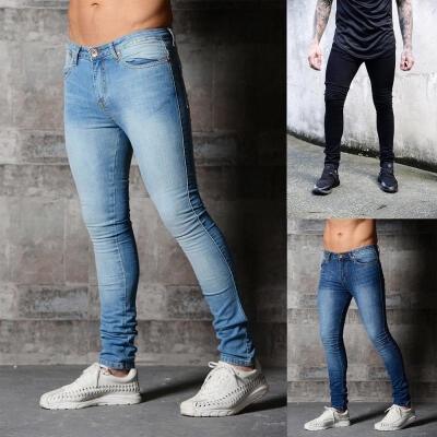 

Trendy Men&39s Skinny Jeans Biker Destroyed Frayed Slim Fit Denim Ripped Pants