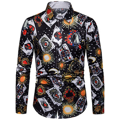 

Playing Cards Sun Print Long Sleeves Shirt