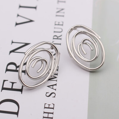 

Korean Jewelry Double Triangle Drop Earrings Red Wire Spiral Earrings Metal Maze Exaggerated Wedding Party Jewelry Accessories