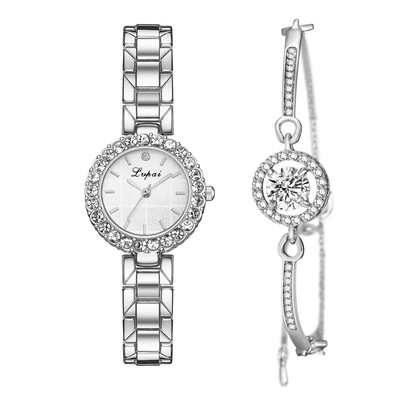 

Quartz watch simple temperament alloy strap ladies watch bracelet watch two-piece