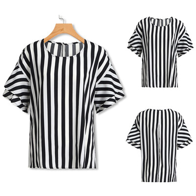 

Starmoon Women Casual O-Neck Striped Printed Plus Size Tops Loose T-Shirt Blouse