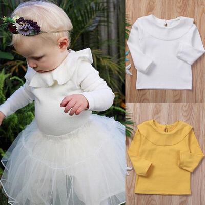 

Newborn Infant Baby Girls Kids Long Sleeve Summer Cotton T-shirt Tops Clothes Tees