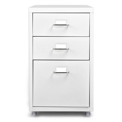 

IKayaa Metal Drawer Filing Cabinet Detachable Mobile Steel File Cabinets W 3 Drawers 4 Casters