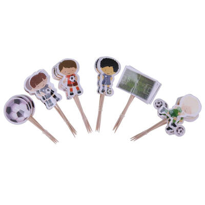 

24pcsSet Sports Boy Football Cake Topper Birthday Cake Dessert Insert Sign