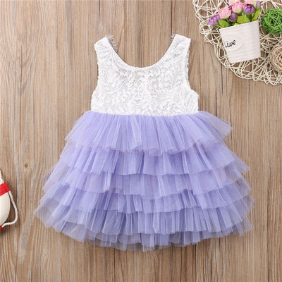 

Kid Baby Girl Dress Party Pageant Formal Dresses Tulle Tutu Lace Backless Dress