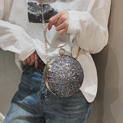 

Advanced sense bag Ocean ring handbag handbag New 2019 texture small round bag ins chain Messenger bag