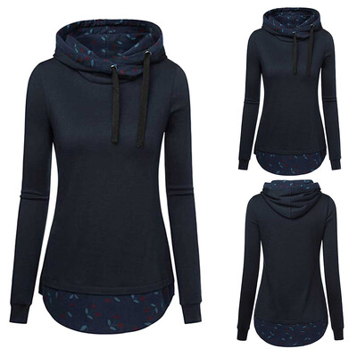 

Starmoon Women Hooded Printing With Diagonal Collared Shirt Casual And Top Blouse