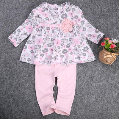 

New 12 18 24 Months Floral Peplum Dress Pant Outfit Baby Girl Clothes Set 2PCS