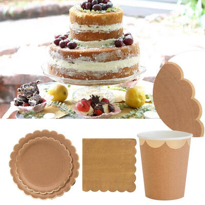 

Greensen 4PCS Disposable Paper Cup Plate Napkins Party Tableware for Wedding Birthday Set