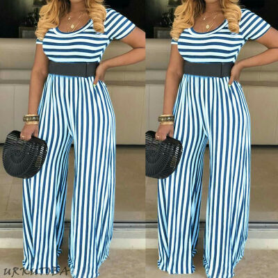 

Women Summer Short Sleeve Jumpsuit Romper Casual Clubwear Wide Leg Pants Outfits