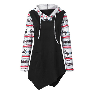 

Starmoon Womens Christmas Long Sleeve V Neck Asymmetric Tunic Hoodie With Kangaroo Pocket
