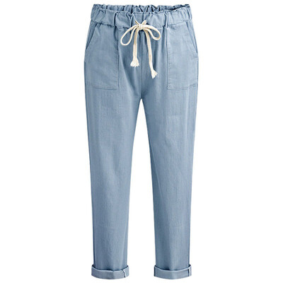 

New Women Casual Loose Long Trousers Spring Autumn Big Size Solid Elastic Waist Pants Ankle Length Pencil Pants